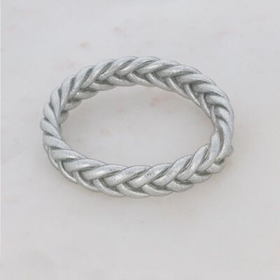 Brazalete budista trenzado talla L - Plata