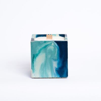 Scented Candle - Petrol Blue and Turquoise Tie&Dye Concrete