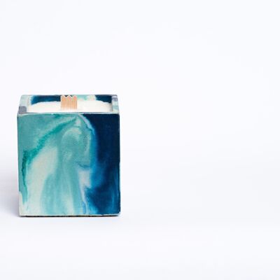 Scented Candle - Petrol Blue and Turquoise Tie&Dye Concrete