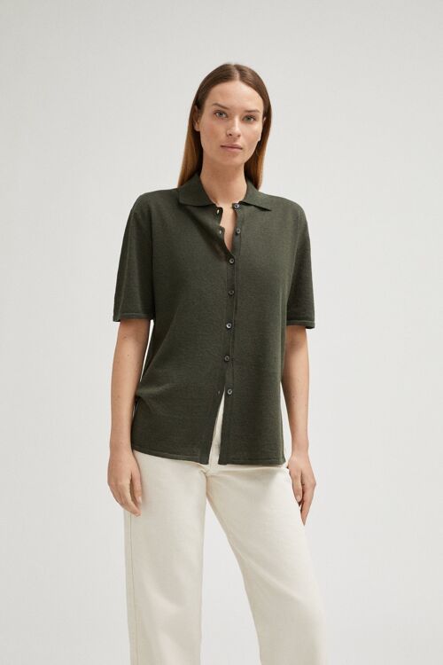 The Linen Cotton Short Sleeve Shirt - Military Green