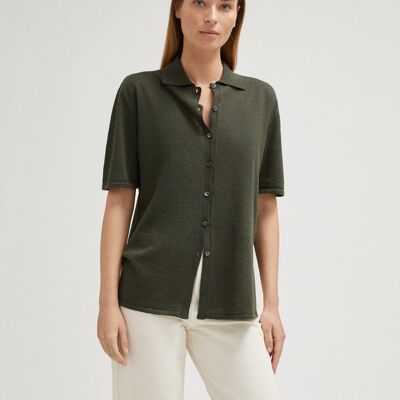 The Linen Cotton Short Sleeve Shirt - Military Green