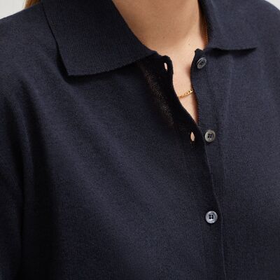 The Linen Cotton Short Sleeve Shirt - Blue Navy