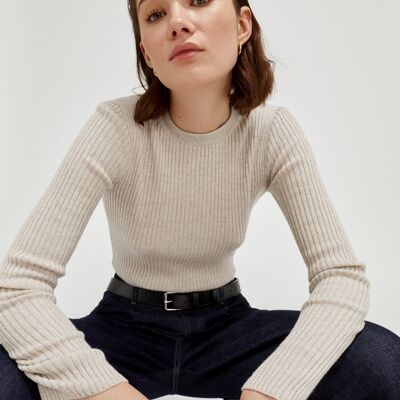 The Ribbed Round-Neck Sweater - Blue Navy -