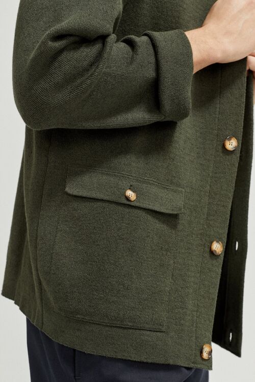 The Linen Cotton Jacket - Military Green -