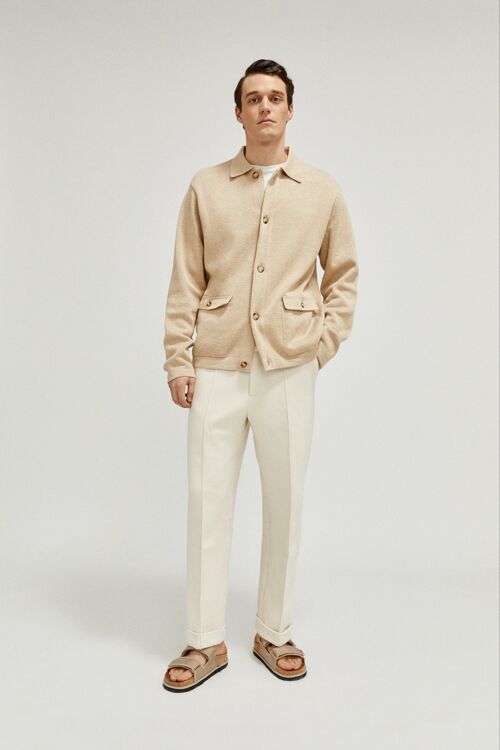 The Linen Cotton Jacket - Beige -