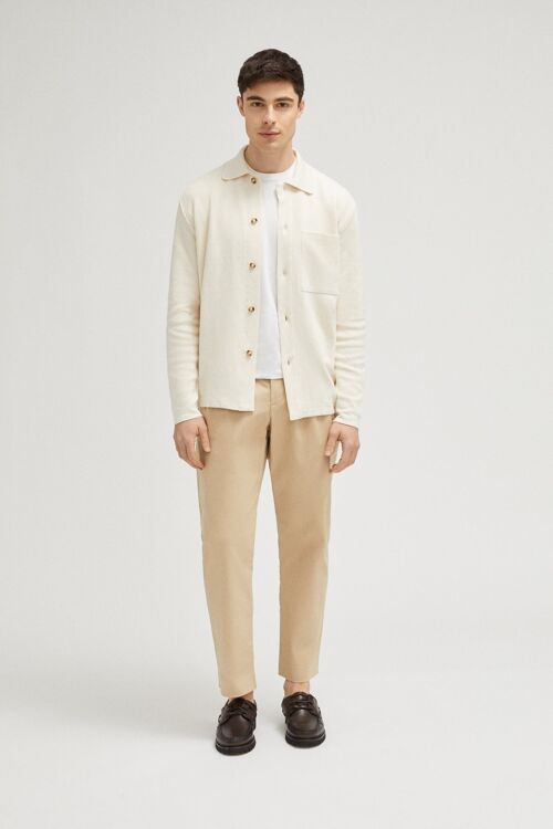 The Linen Cotton Lightweight Overshirt - Ivory -