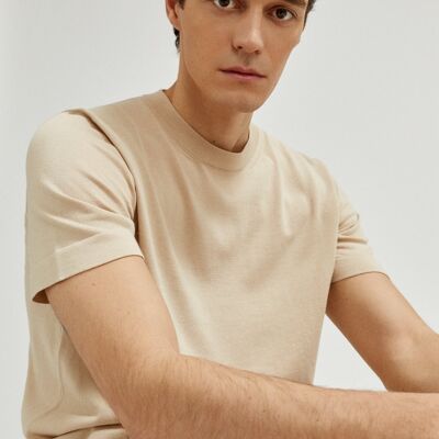 The Organic Cotton Knit T-Shirt - Sand -
