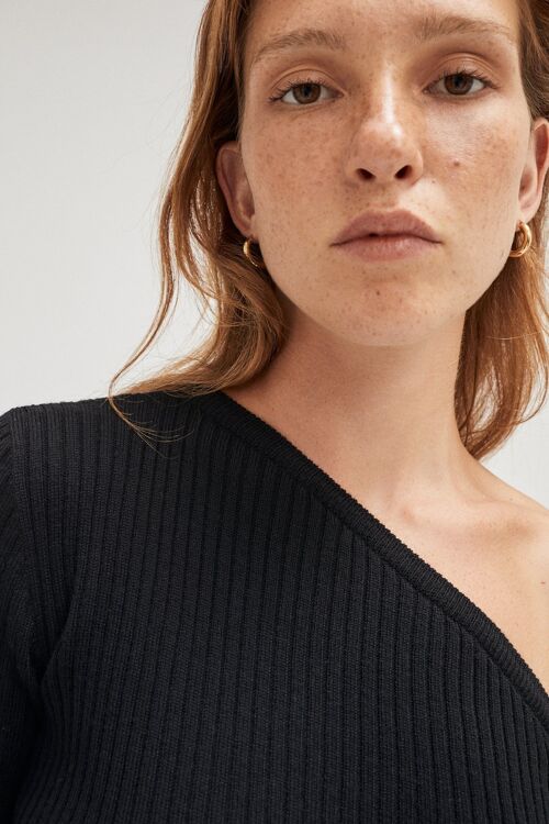 The One-Shoulder Ribbed Top - Pearl -