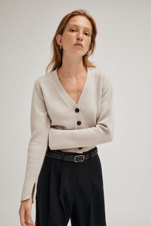 The Wool Cropped Cardigan - Pearl -