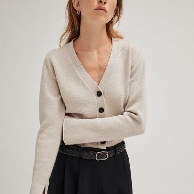 The Wool Cropped Cardigan - Pearl -