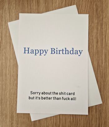 Carte de voeux d'anniversaire grossière drôle - Désolé pour la carte sh * t