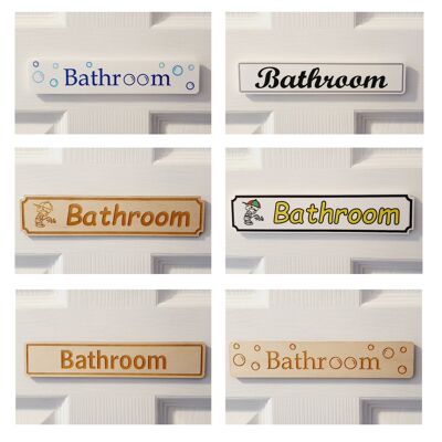 Bathroom Door Sign in Wood or Acrylic, Choice of 6 Great Classic or Fun Plaque Designs - Design 3