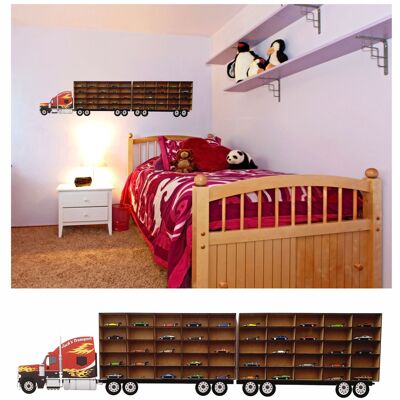 Personalised 3D American Truck Car Transporter For Bedroom Wall, 1,5m Long, Great For Boy's Bedroom