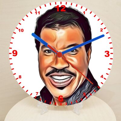 Male Pop & Rock Star Clocks, Cartoon Style Characters On A Quartz Clock, Stand or Wall Mounted, Battery Included - Lionel Ritchie - 300mm Diameter