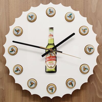3D Clock In Style Of Kingfisher Bottle Top With Actual Kingfisher Bottle Tops In Place Of Hours - 200mm Diameter