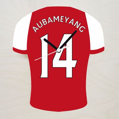 Quartz Clock In Style of Arsenal Shirts With Players Name & Number, Lots of Players Available - Aubameyang - 200mm x 150mm