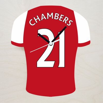 Quartz Clock In Style of Arsenal Shirts With Players Name & Number, Lots of Players Available - Chambers - 200mm x 150mm