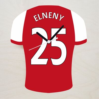Quartz Clock In Style of Arsenal Shirts With Players Name & Number, Lots of Players Available - Elneny - 200mm x 150mm