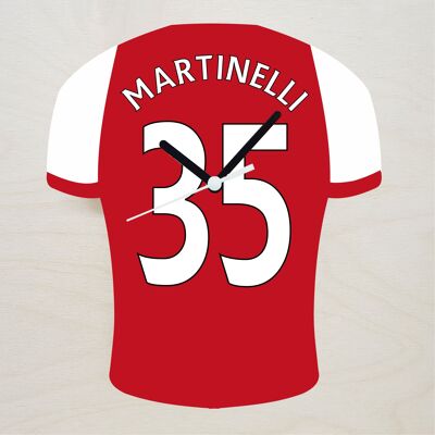 Quartz Clock In Style of Arsenal Shirts With Players Name & Number, Lots of Players Available - Martinelli - 200mm x 150mm