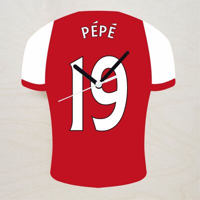 Quartz Clock In Style of Arsenal Shirts With Players Name & Number, Lots of Players Available - Pepe - 200mm x 150mm