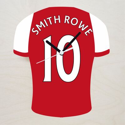 Quartz Clock In Style of Arsenal Shirts With Players Name & Number, Lots of Players Available - Smith Rowe - 200mm x 150mm