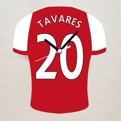 Quartz Clock In Style of Arsenal Shirts With Players Name & Number, Lots of Players Available - Tavares - 200mm x 150mm