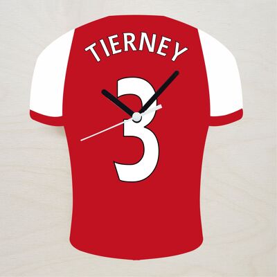 Quartz Clock In Style of Arsenal Shirts With Players Name & Number, Lots of Players Available - Tierney - 200mm x 150mm