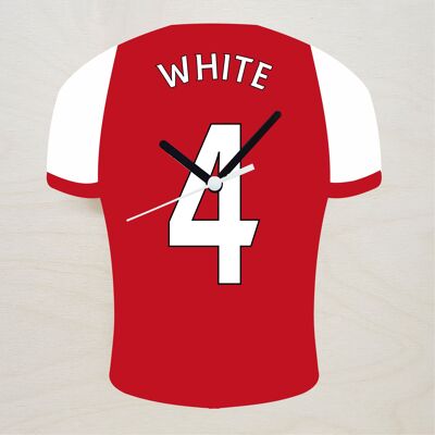 Quartz Clock In Style of Arsenal Shirts With Players Name & Number, Lots of Players Available - White - 200mm x 150mm