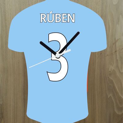 Quartz Clock In Style of Man City Shirts With Players Name & Number, Lots of Players Available - Diaz - 200mm x 150mm