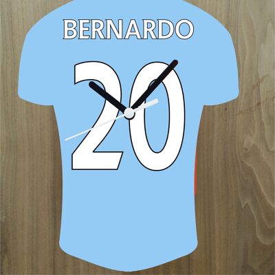 Quartz Clock In Style of Man City Shirts With Players Name & Number, Lots of Players Available - Silva - 300mm x 225mm