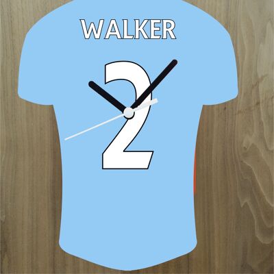Quartz Clock In Style of Man City Shirts With Players Name & Number, Lots of Players Available - Walker - 200mm x 150mm