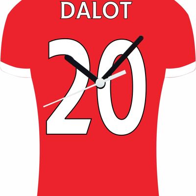 Quartz Clock In Style of Man Utd Shirts With Players Name & Number, Lots of Players Available - Dalot - 200mm x 150mm