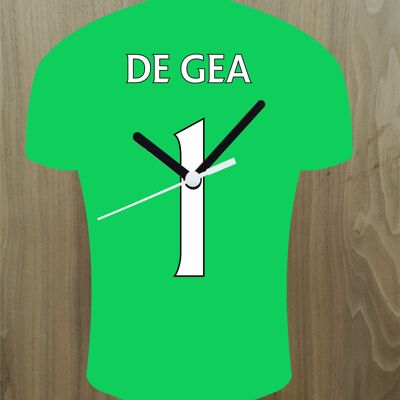 Quartz Clock In Style of Man Utd Shirts With Players Name & Number, Lots of Players Available - De Gea - 200mm x 150mm