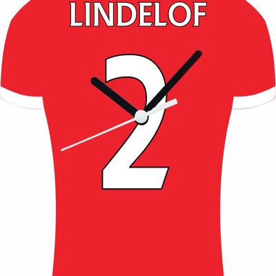 Quartz Clock In Style of Man Utd Shirts With Players Name & Number, Lots of Players Available - Lindelof - 200mm x 150mm