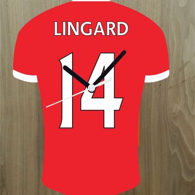 Quartz Clock In Style of Man Utd Shirts With Players Name & Number, Lots of Players Available - Lingard - 200mm x 150mm
