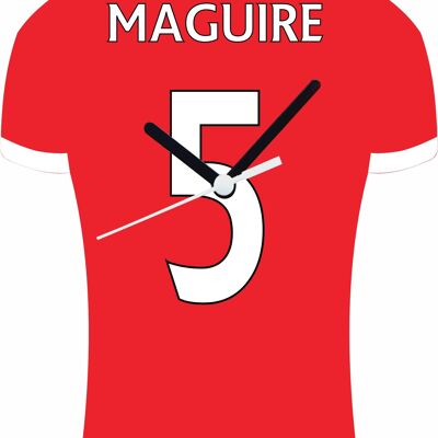 Quartz Clock In Style of Man Utd Shirts With Players Name & Number, Lots of Players Available - Maguire - 200mm x 150mm