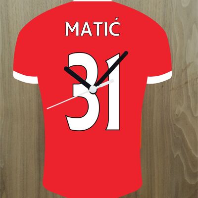 Quartz Clock In Style of Man Utd Shirts With Players Name & Number, Lots of Players Available - Matic - 300mm x 225mm