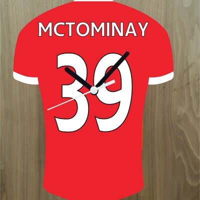 Quartz Clock In Style of Man Utd Shirts With Players Name & Number, Lots of Players Available - McTominay - 200mm x 150mm