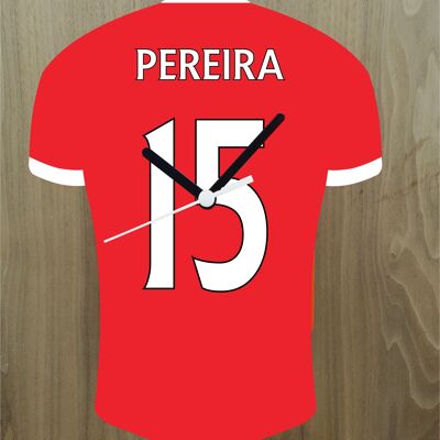 Quartz Clock In Style of Man Utd Shirts With Players Name & Number, Lots of Players Available - Pereira - 200mm x 150mm