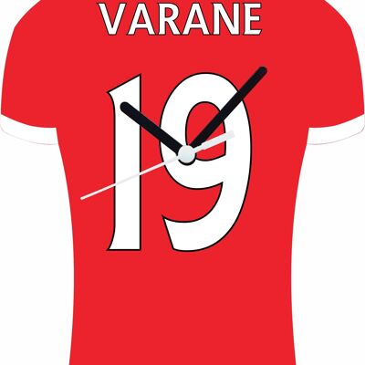 Quartz Clock In Style of Man Utd Shirts With Players Name & Number, Lots of Players Available - Varane - 200mm x 150mm