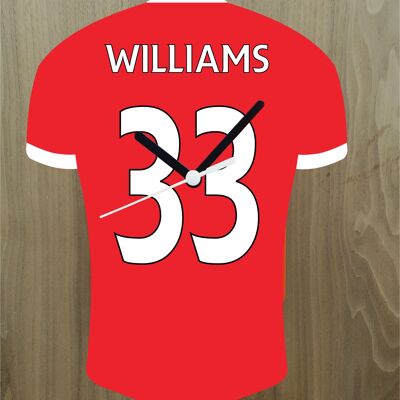 Quartz Clock In Style of Man Utd Shirts With Players Name & Number, Lots of Players Available - Williams - 200mm x 150mm