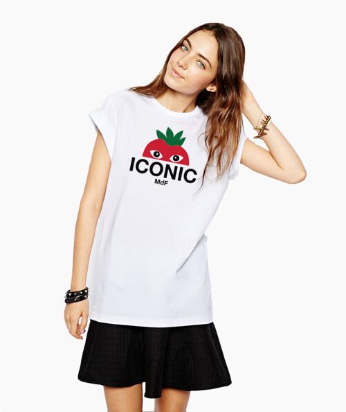 Iconic logo red 1/2 white unisex t-shirt