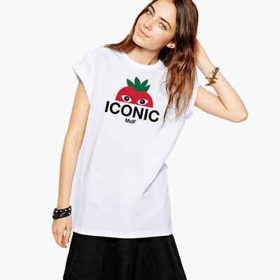 ICONIC LOGO ROT 1/2 WEISS UNISEX T-SHIRT