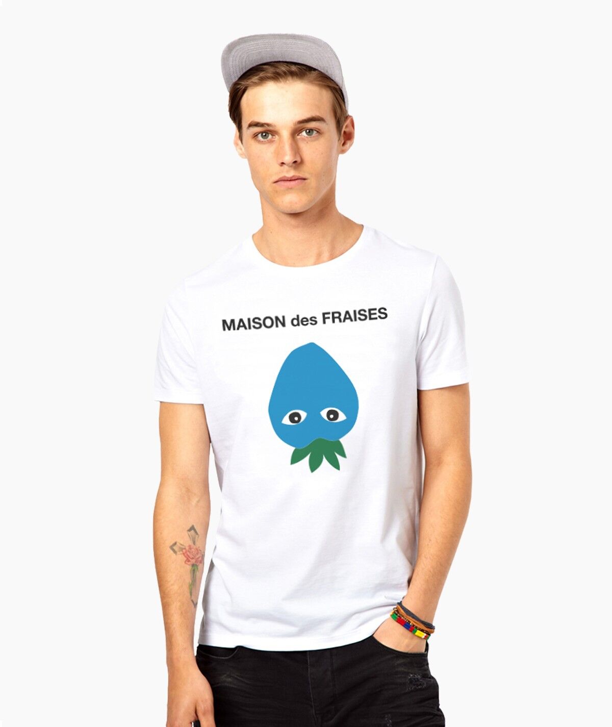 MAISON des FRAISES BLUE WHITE UNISEX T-SHIRT