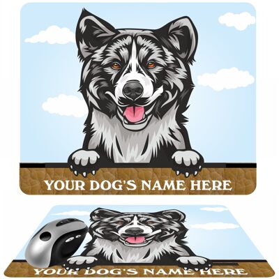 Personalised Dog Breed Mousemat, Your Dogs Name With Cartoon Style Peeking Dog Breeds - Akita
