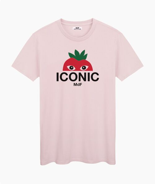Iconic logo red 1/2 pink cream unisex t-shirt