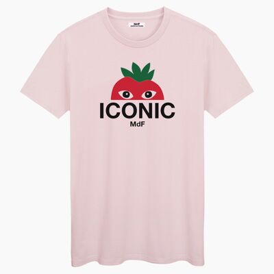 Iconic logo red 1/2 pink cream unisex t-shirt