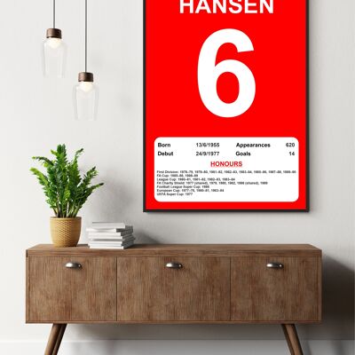 Liverpool Legends Poster Prints, Shows Name, Number and Honours Won, Including Appearances & Goals Several Sizes - Alan Hansen - A1 - 841mm x 594mm