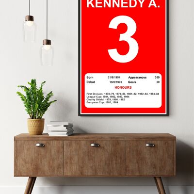 Liverpool Legends Poster Prints, Shows Name, Number and Honours Won, Including Appearances & Goals Several Sizes - Alan Kennedy - AO - 1189mm x 841mm