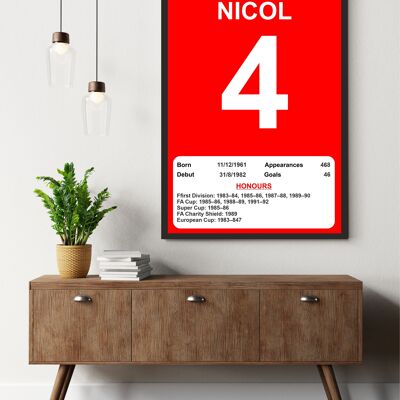Liverpool Legends Poster Prints, Shows Name, Number and Honours Won, Including Appearances & Goals Several Sizes - Steve Nicol - AO - 1189mm x 841mm